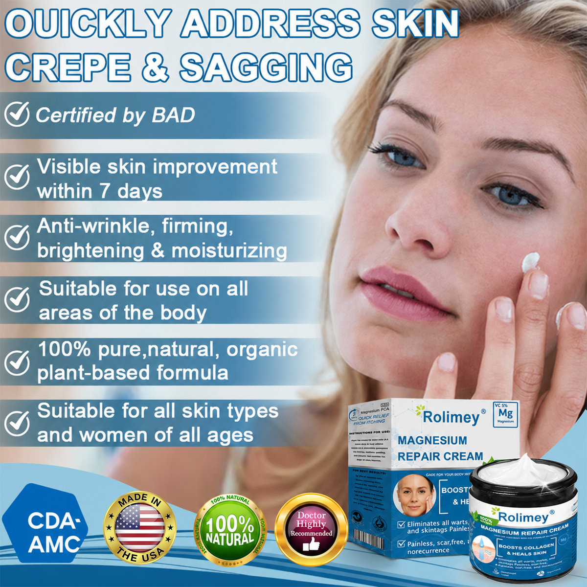 ✅Official Store: Rolimey® Magnesium Skin Repair Cream (Smooths Wrinkles, Improves Skin Firmness, Tightens Skin)