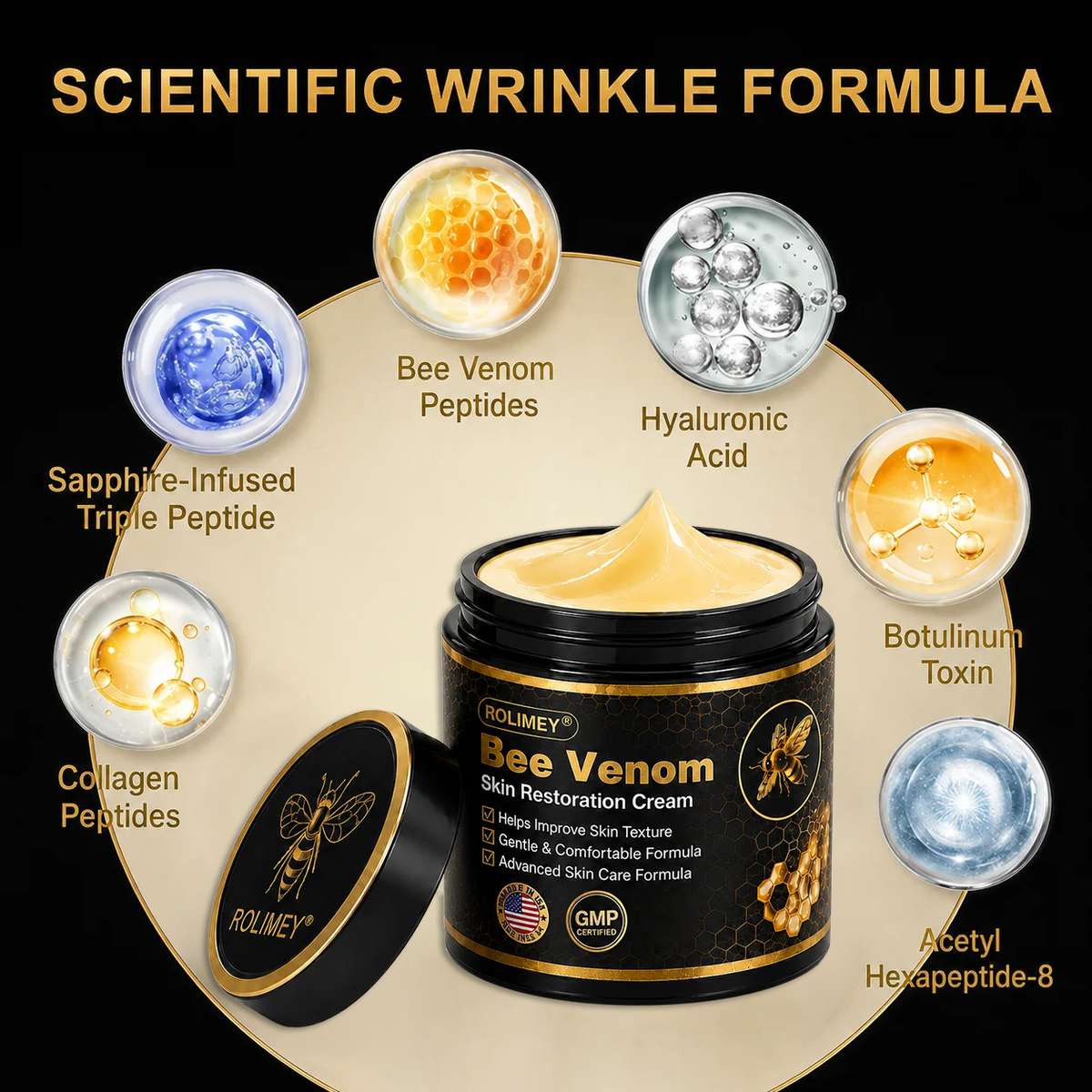 🧩Rolimey® Bee venom Pro Comprehensive Cream —Tightening for Skin Types 🔥