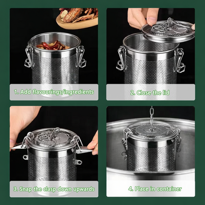 🔥Make every time you cook a little easier🔥Sarivoa® Stainless Steel Spice Strainer with Chain Hook