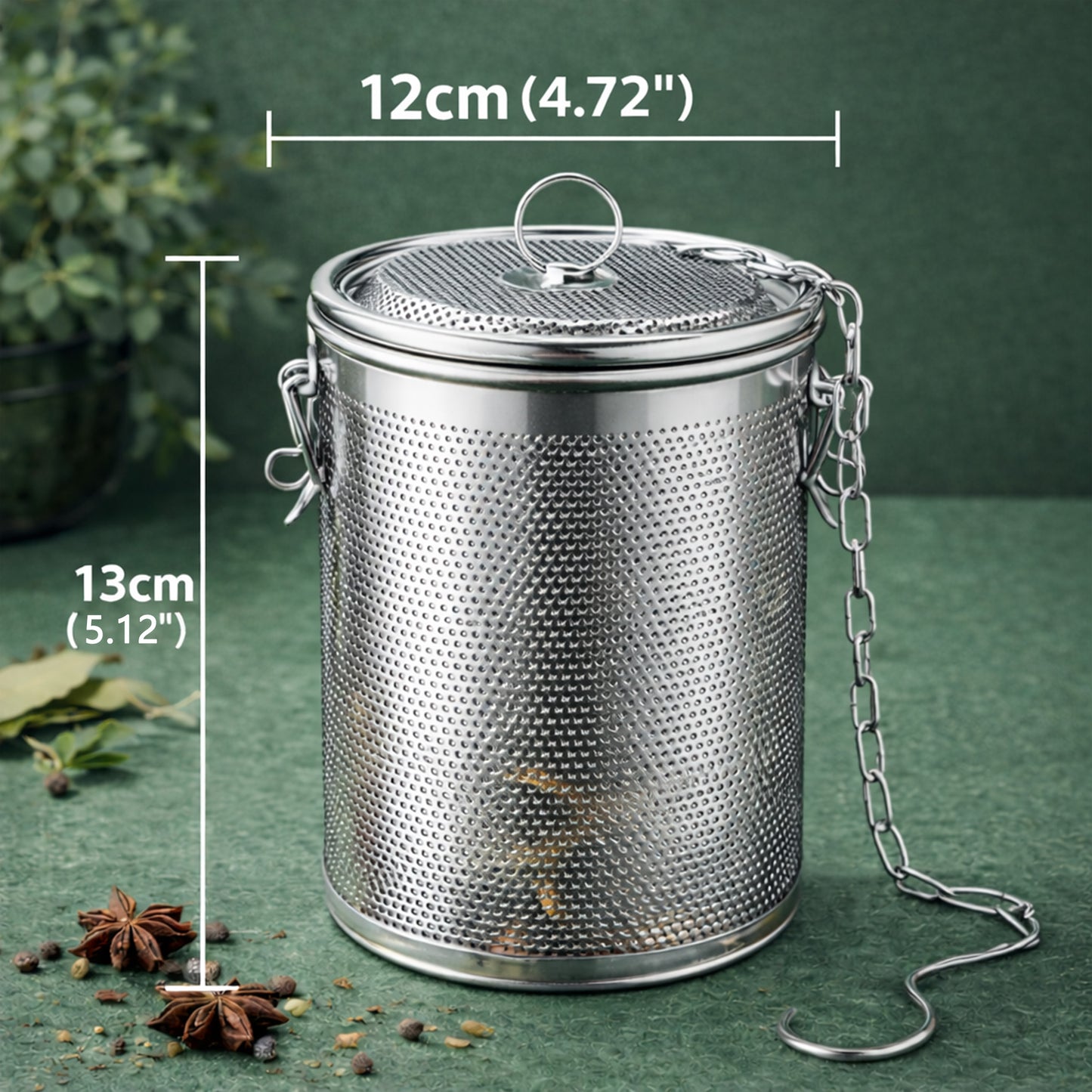 🔥Make every time you cook a little easier🔥Sarivoa® Stainless Steel Spice Strainer with Chain Hook