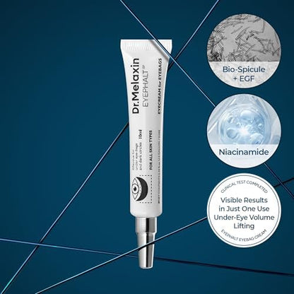 Dr.Melaxin Eyephalt Eyebag Cream for Puffiness, Dark Circles & Fine Lines, Wrinkle, EGF Anti-Aging Under Eye Moisturizer with Niacinamide&Ceramide 0.33 fl.oz.