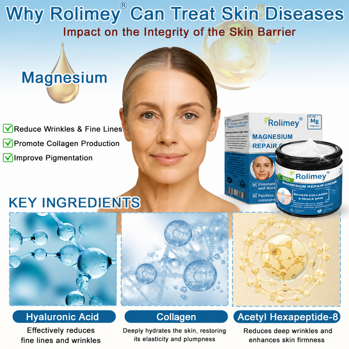 ✅Official Store: Rolimey® Magnesium Skin Repair Cream (Smooths Wrinkles, Improves Skin Firmness, Tightens Skin)