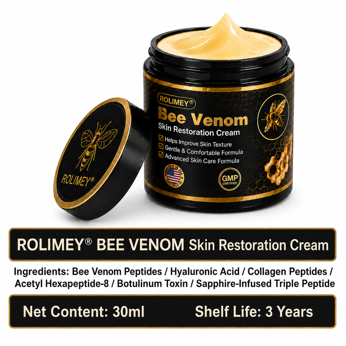 🔥Rolimey® Bee venom Pro Comprehensive Cream —Tightening for Skin Types 🔥