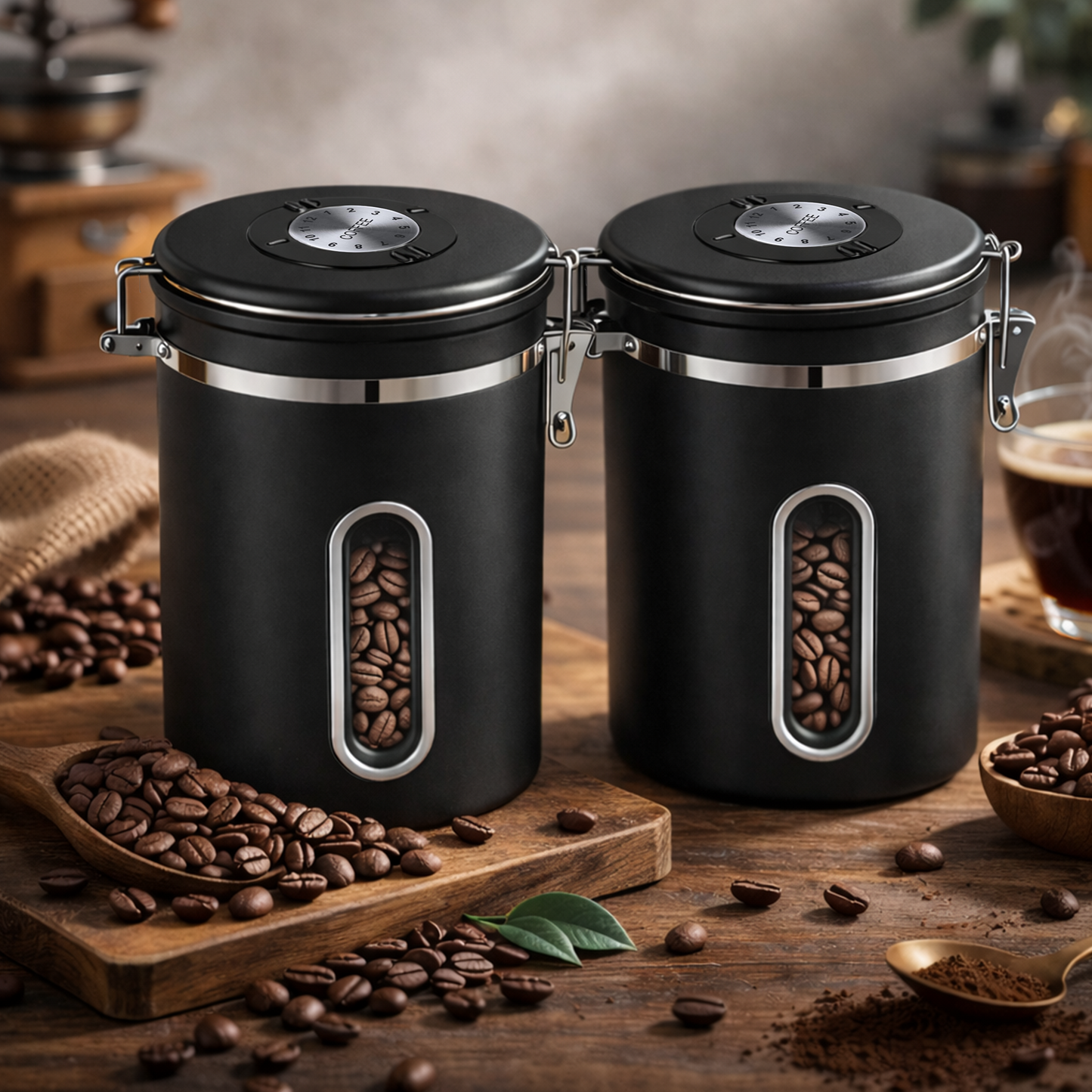 Stainless Steel Coffee Canister – Airtight Food Storage Container