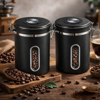 Stainless Steel Coffee Canister – Airtight Food Storage Container