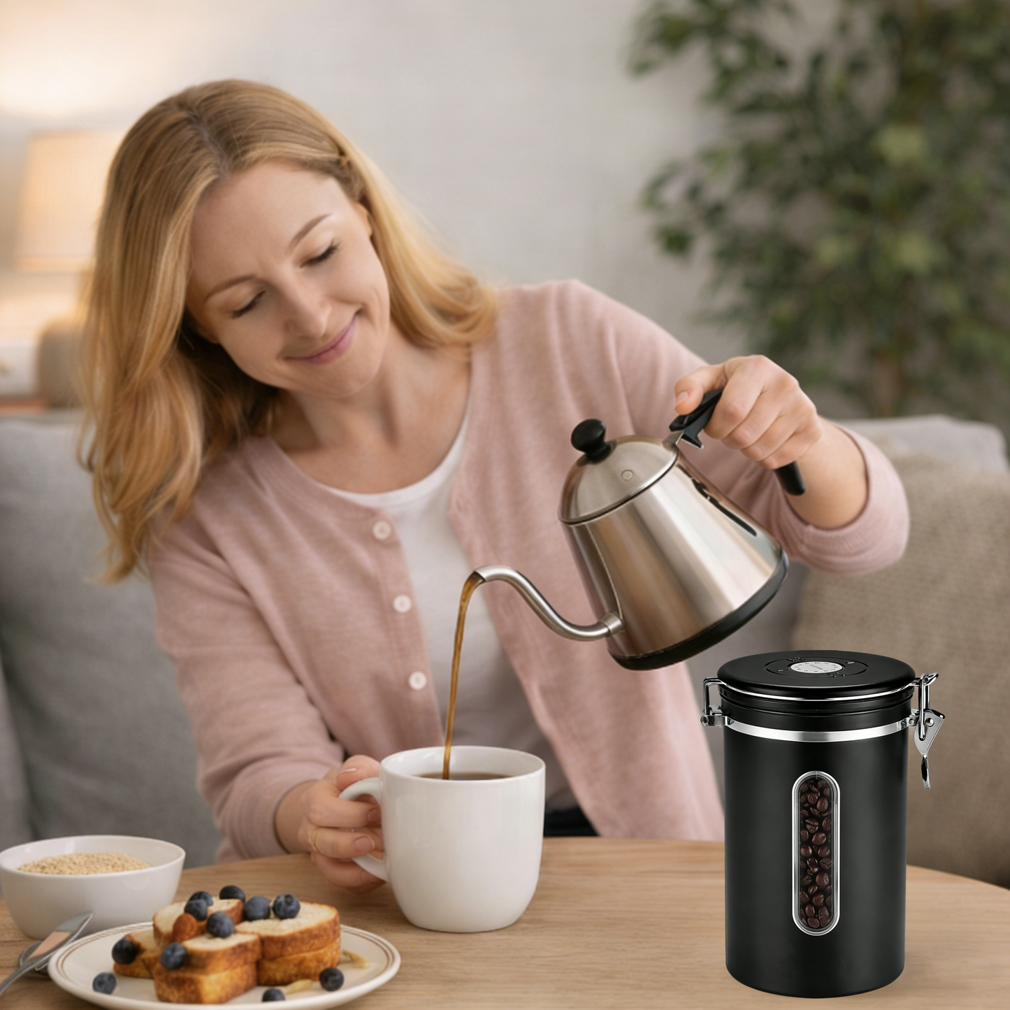 Stainless Steel Coffee Canister – Airtight Food Storage Container