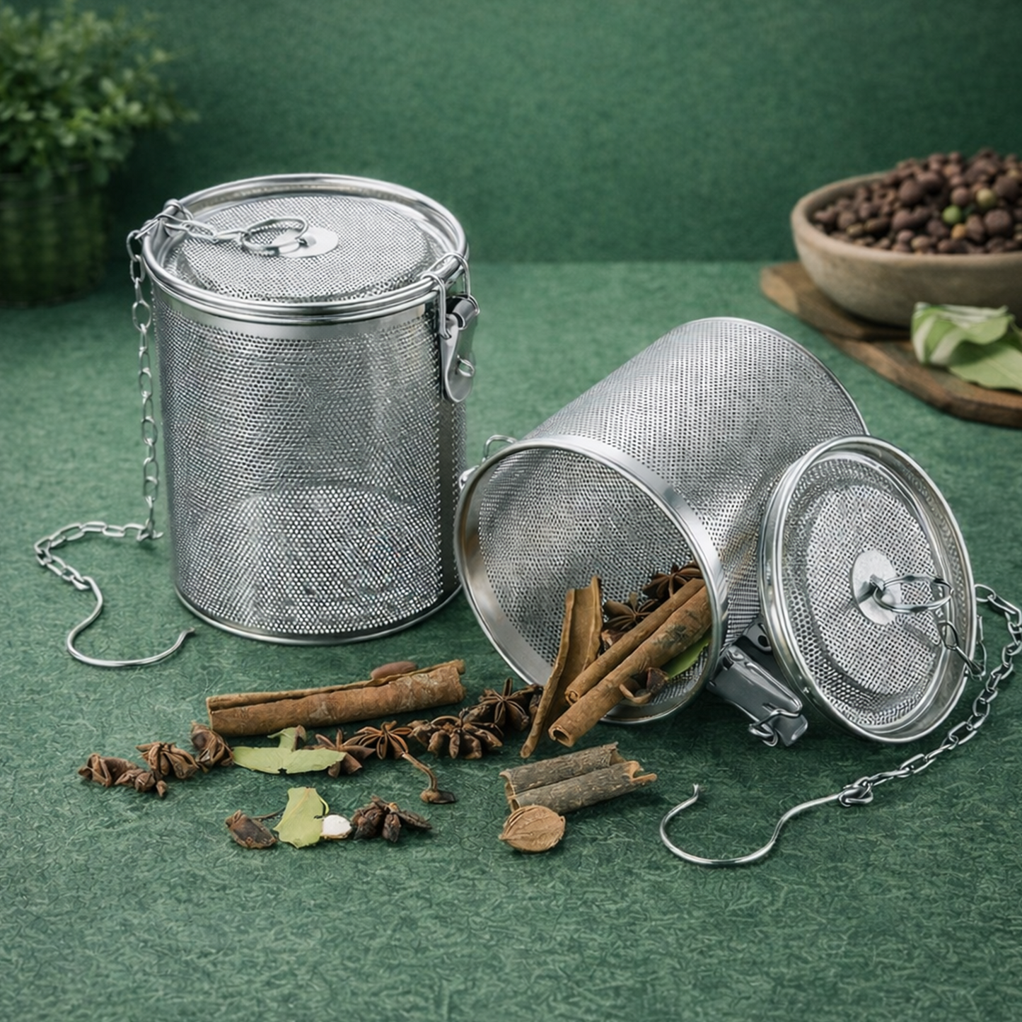 🔥Make every time you cook a little easier🔥Sarivoa® Stainless Steel Spice Strainer with Chain Hook