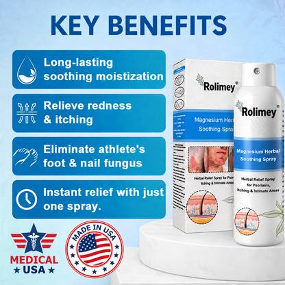 ✅Official Store: Rolimey®Magnesium Herbal Psoriasis Spray⚕️Health Canada Certified (Relief for Psoriasis and Eczema, Improvement of Bacterial Infections in the Genital Area, Elieves joint pain and neuropathic pain)