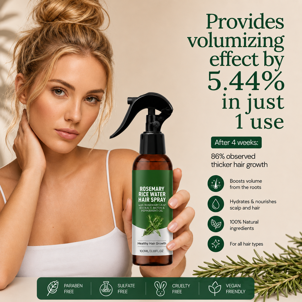 🔥Over 100,000 units sold - Rosemary Rice Water Hair Spray with Biotin and Aloe Vera Extract