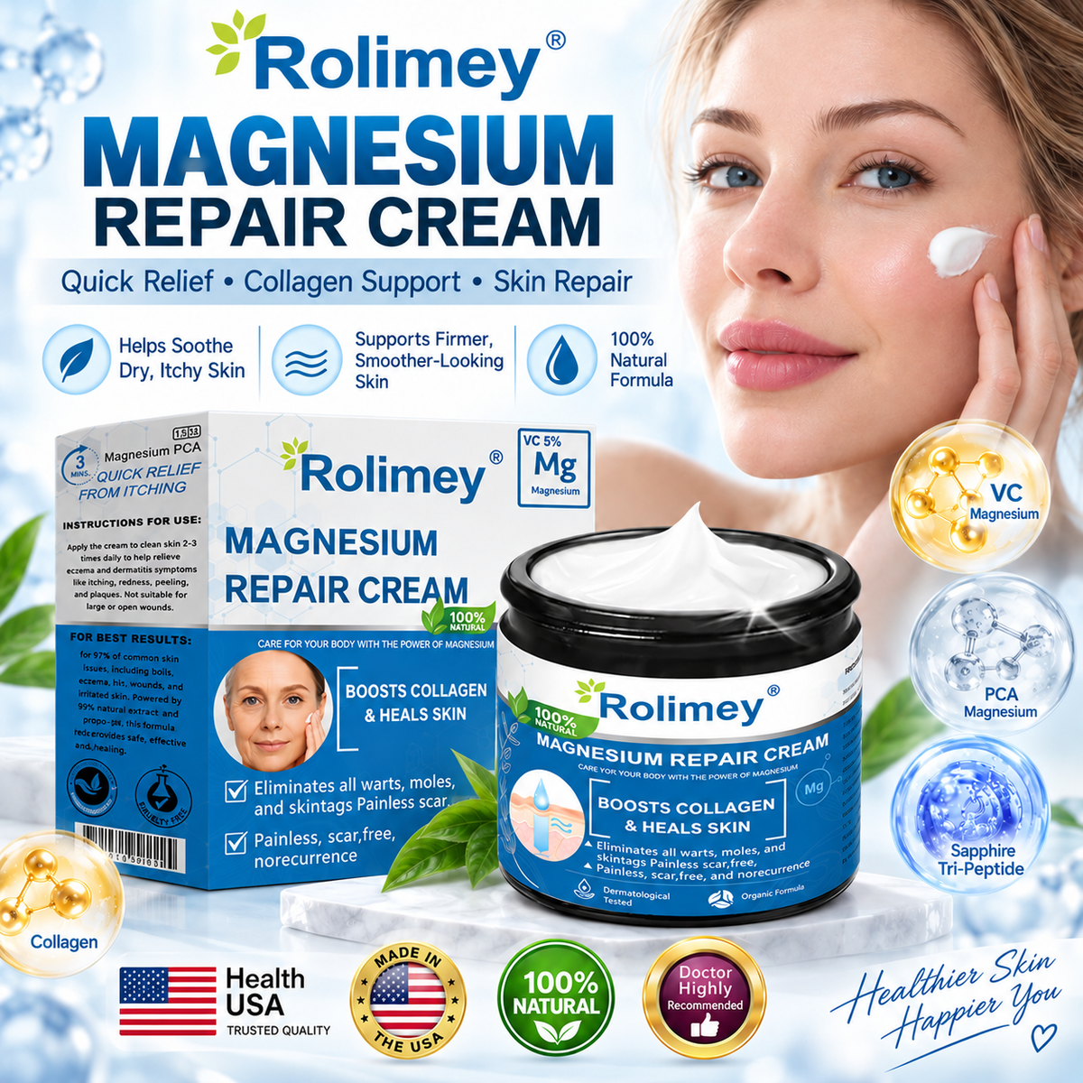 ✅Official Store: Rolimey® Magnesium Skin Repair Cream (Smooths Wrinkles, Improves Skin Firmness, Tightens Skin)