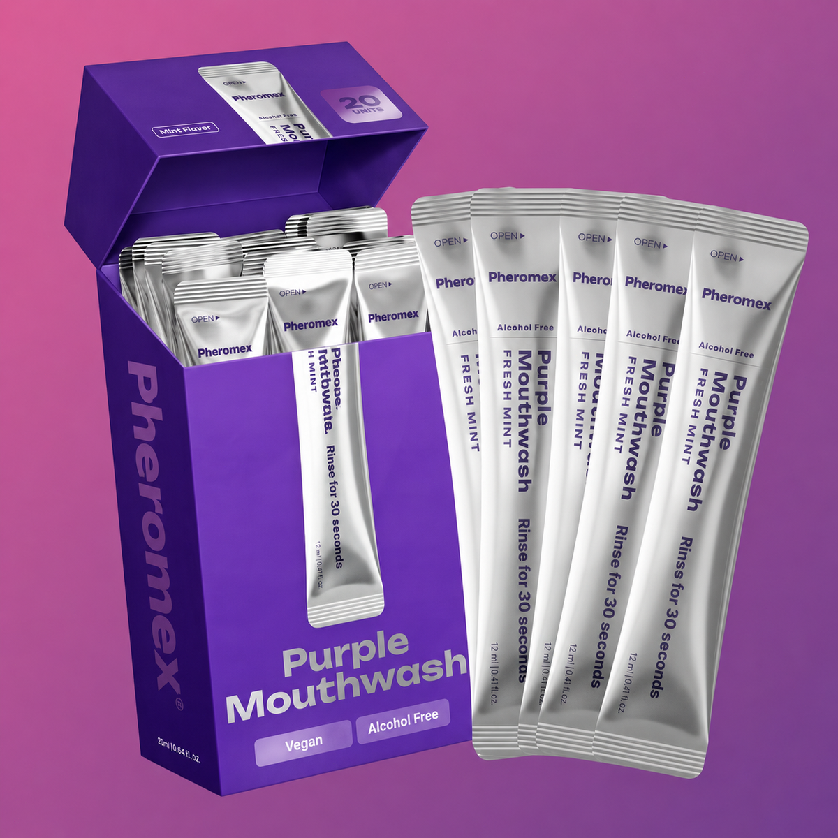Discount of 30% Purple Mouthwash - Sachets 20 Pack - Peroxide-Free - Alcohol Free -🌿Vegan Mint🌿