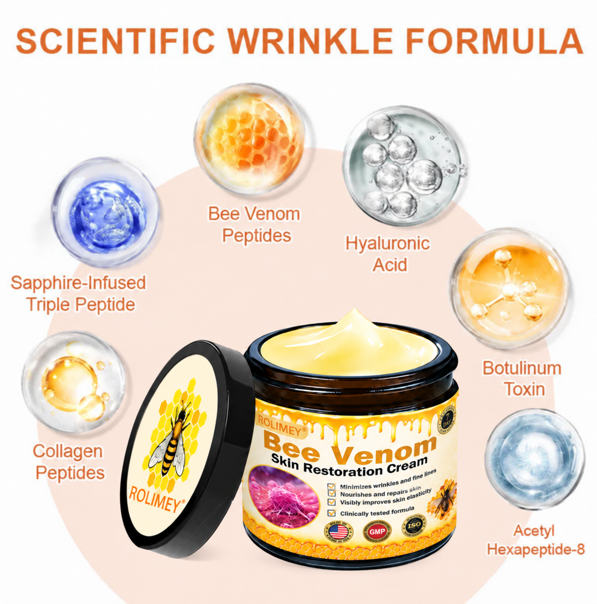 🌟Official Brand Shop丨🐝Rolimey® Bee venom Pro Comprehensive Cream—Tightening for Skin Types